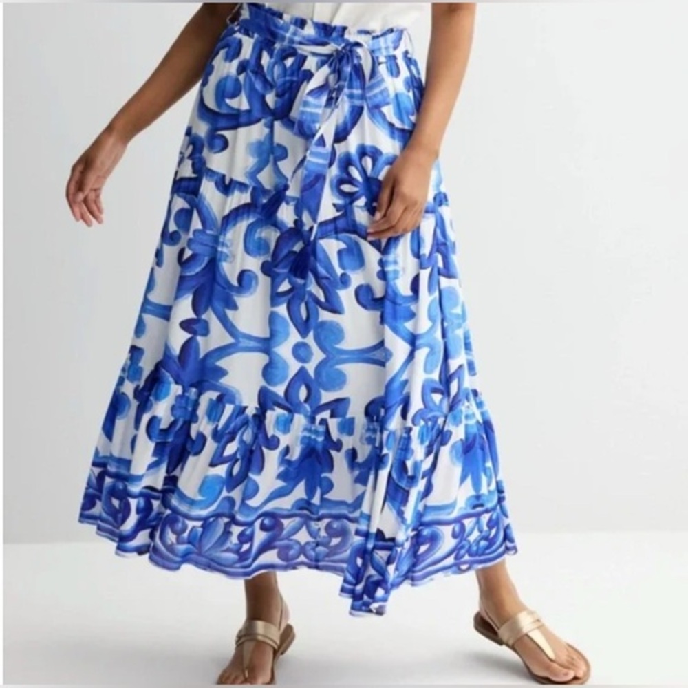NEW…Farmer’s Market Tiered Floral Maxi Skirt ( Belt Missing) - Picture 1 of 5